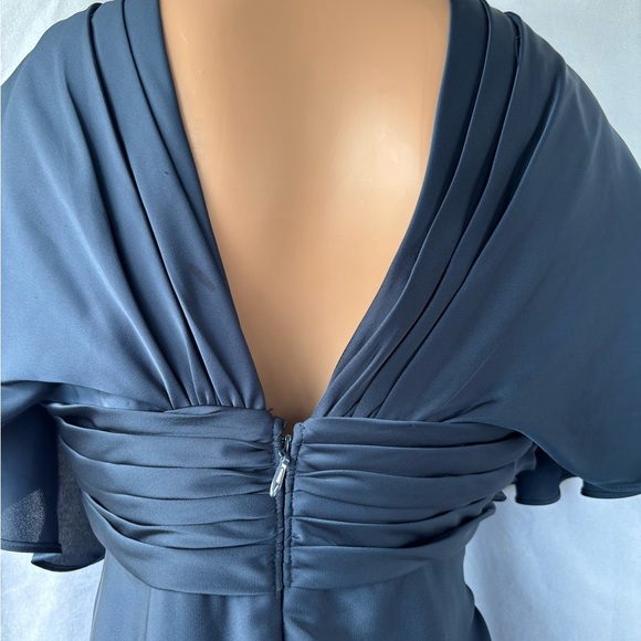 AZAZIE PAMELA Blue V-Neck Flutter Sleeve Gown - Picture 6 of 14
